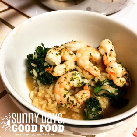 Miso Risotto with Shrimp and Broccolini